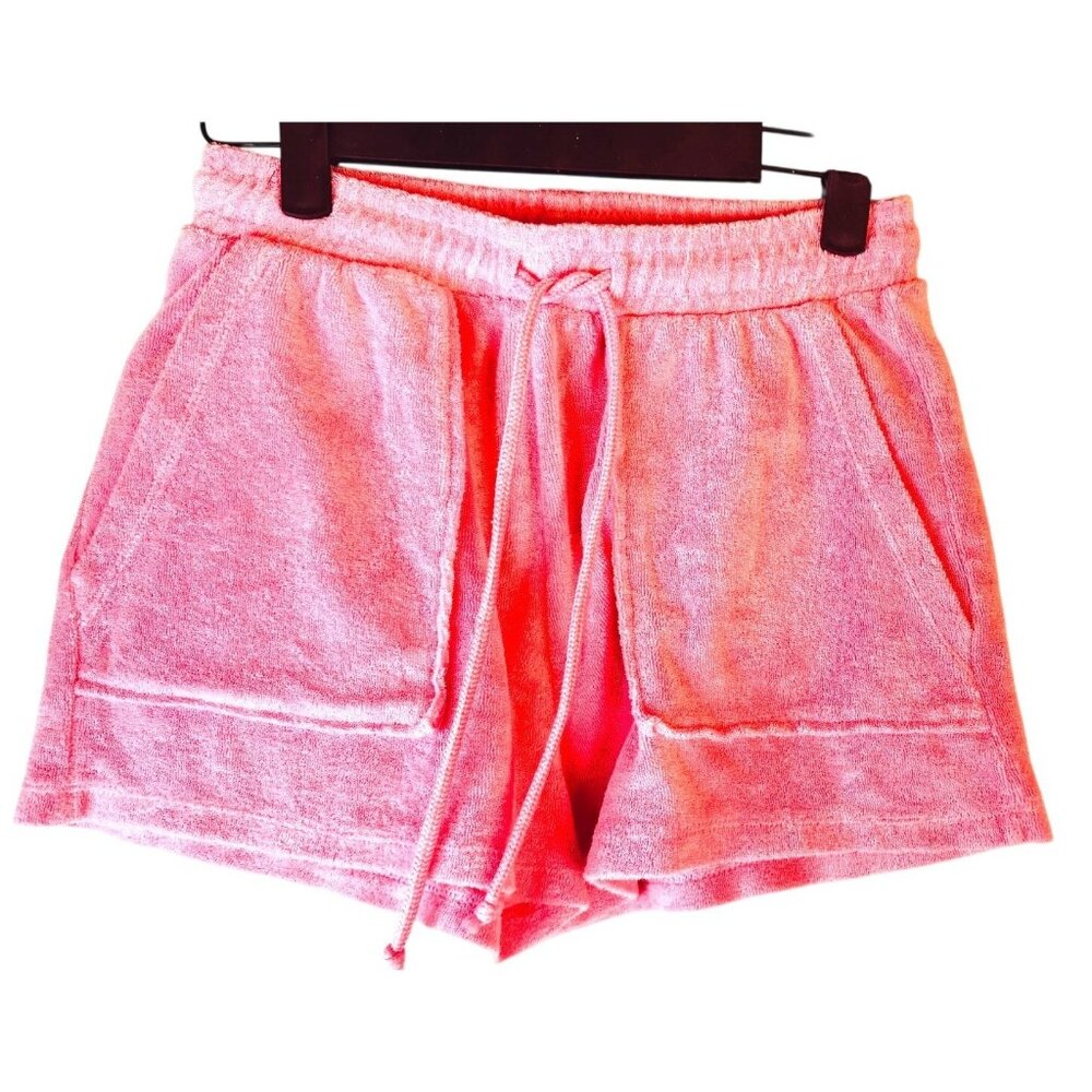 2/$30 ZARA Bubblegum Pink Size Small Terry Cloth Drawstring Shorts With Pockets